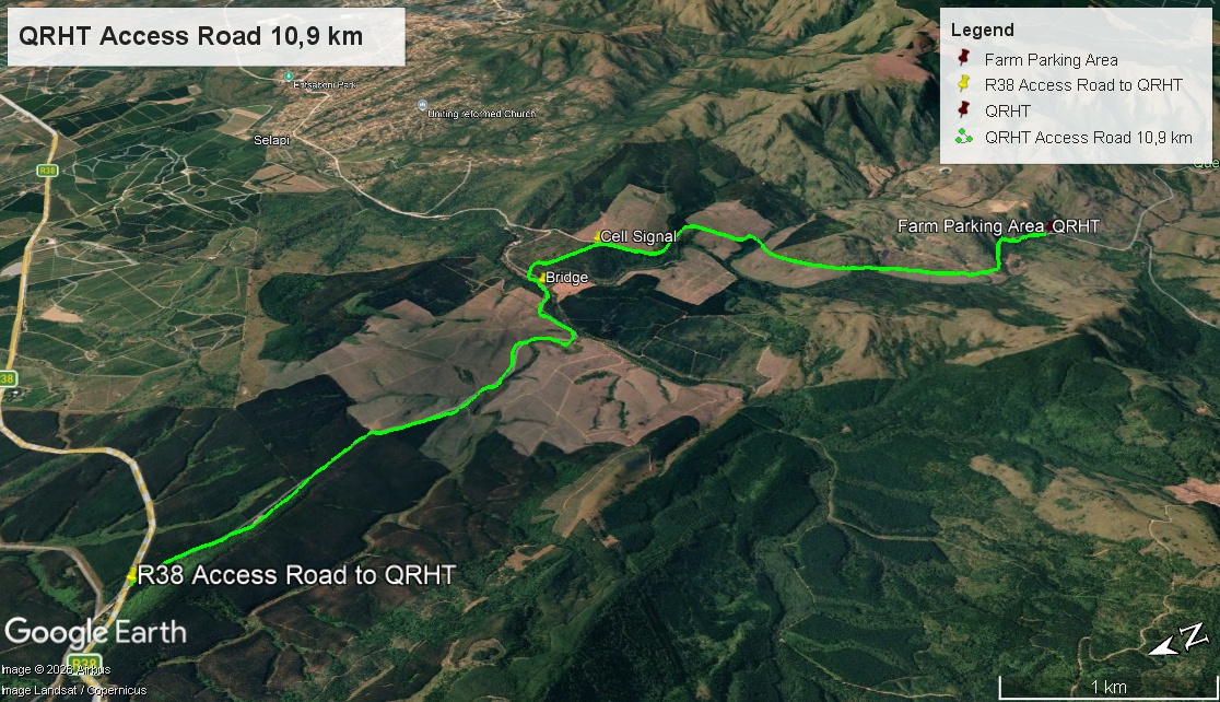 QRHT Access Road 10,9 km